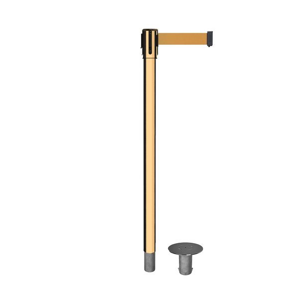 Retractable Belt Removable Stanchion, 2ft Pol.Brass Post  9ft. Brown, Montour Line, Mfr#: MX530R-PB-BN-90